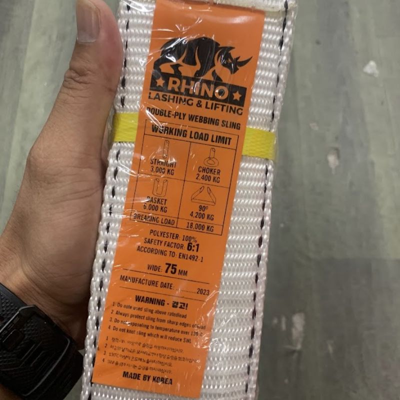 Dây cẩu trắng 6:1- 7.5cm - 3 Tấn